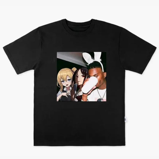 Anime Characters & Urban Style T-Shirt, Unique Streetwear Graphic Tee, Black Unisex Cotton Top, Casual Menswear &...