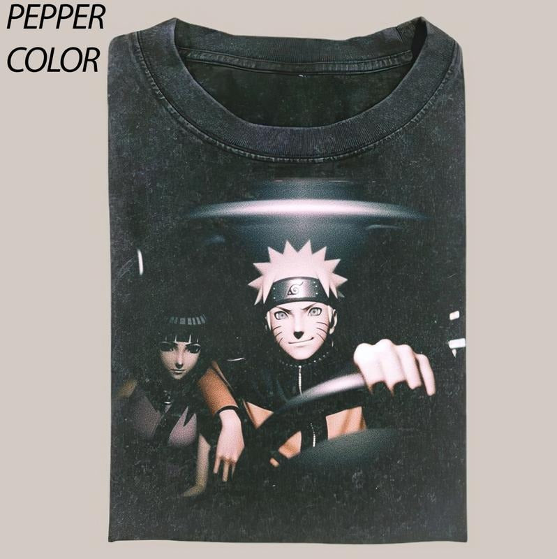 Anime Couples Funny Graphic Tees - Vintage Short Sleeve T-Shirt for Women - 100% Cotton - All Seasons