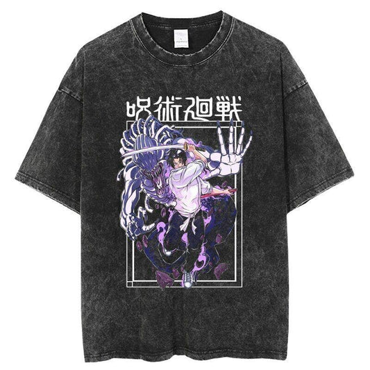 Anime Jujutsu Kaisen T Shirts Vintage 100% Cotton Washed T-shirt Menswear Top Hoodie, Sweatshirt | WearSparks.com