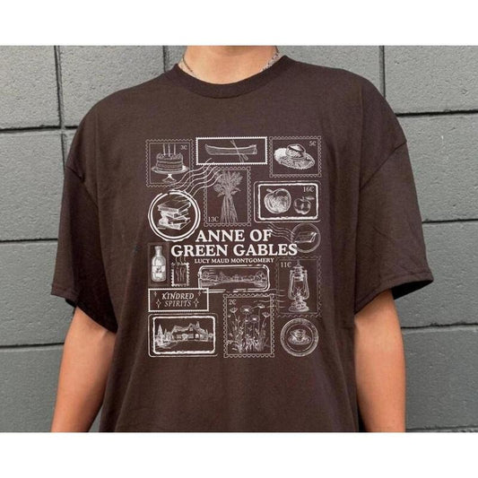 Anne of Green Gables Shirt, Literary Stamp Literature Aesthetic T-Shirt, Bookish Merch, Reading Shirt, Book Club Gifts,...