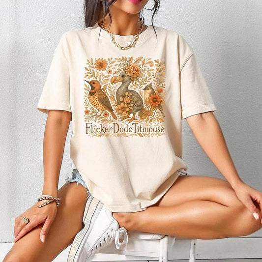 Anti Bird Shirt, Flicker Dodo Titmouse Subtle Fck Trump Shirt, Gift for Democrat, Fck Trum Progressive Liberal Flower...