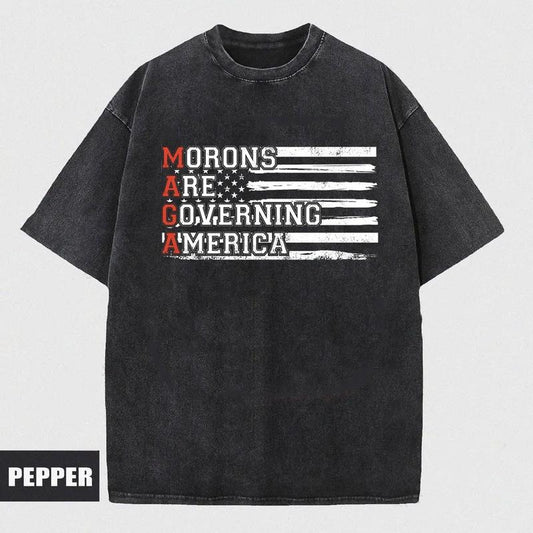 Anti MAGA Anti Trump Shirt, Morons Are Governing America, Anti Maga Liberal Political Shirt, Political Statement Shirt...