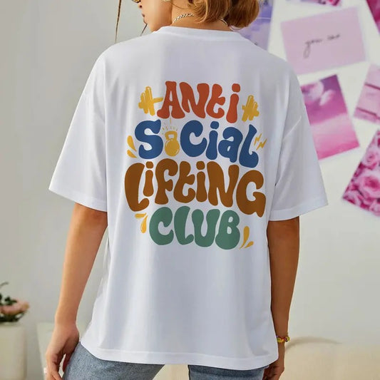 Anti Social Lifting Club Gym Lovers Shirt Muscle Mommy Workout Instant Weightlifting Shirt Workout Cotton Sleeve...
