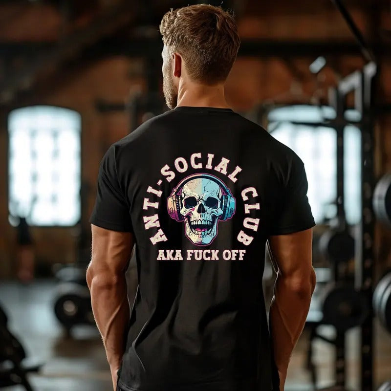 Anti-social Club Shirt Gym Pump Cover Gift For Introvert Gym Shirt For Powerlifting Mens Gym Tshirt Workout Clothes...