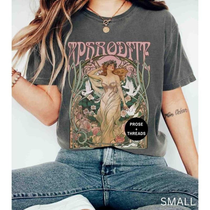 Aphrodite Greek Mythology Literature Shirt Light Academia Moon Goddess Oympian Gods Gifts Library Shirt Divine Feminine...