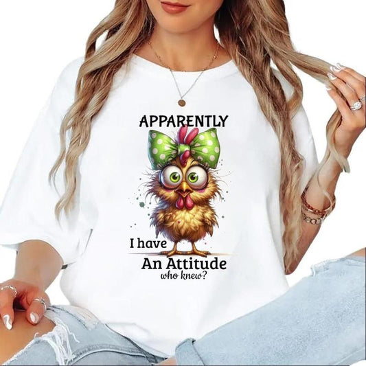 Apparently I have Attitude T-shirt Funny Chicken Sweatshirt Farm Bird T-Shirt Unisex Hoodie Cotton Top | WearSparks.com