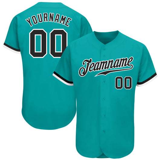 Custom Aqua Black-White Authentic Baseball Jersey T-Shirts, Hoodie, Sweatshirt | WearSparks.com (Image 1)
