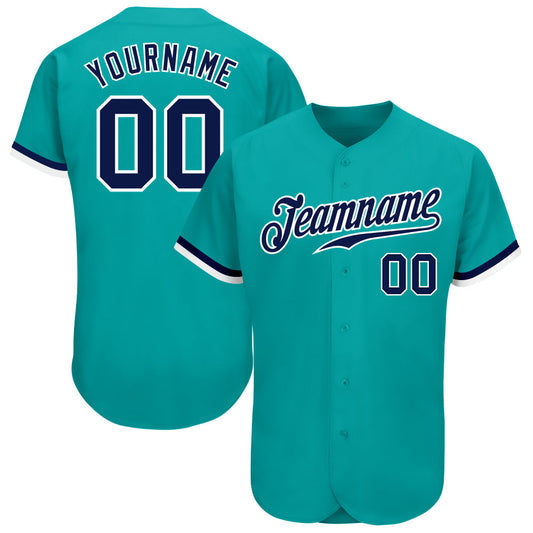 Custom Aqua Navy-White Authentic Baseball Jersey T-Shirts, Hoodie, Sweatshirt | WearSparks.com (Image 1)