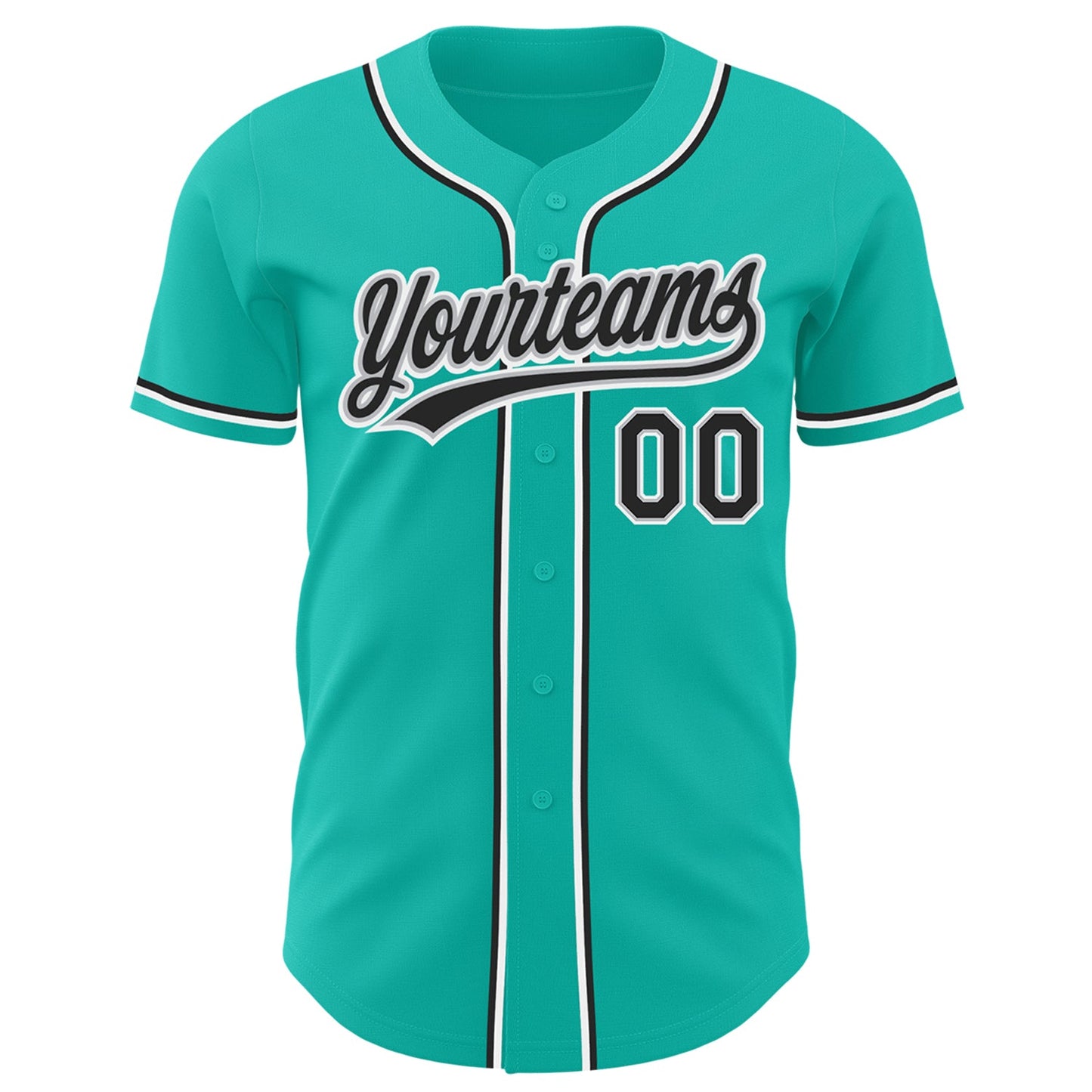 Custom Aqua Black-Gray Authentic Baseball Jersey T-Shirts, Hoodie, Sweatshirt | WearSparks.com (Image 2)