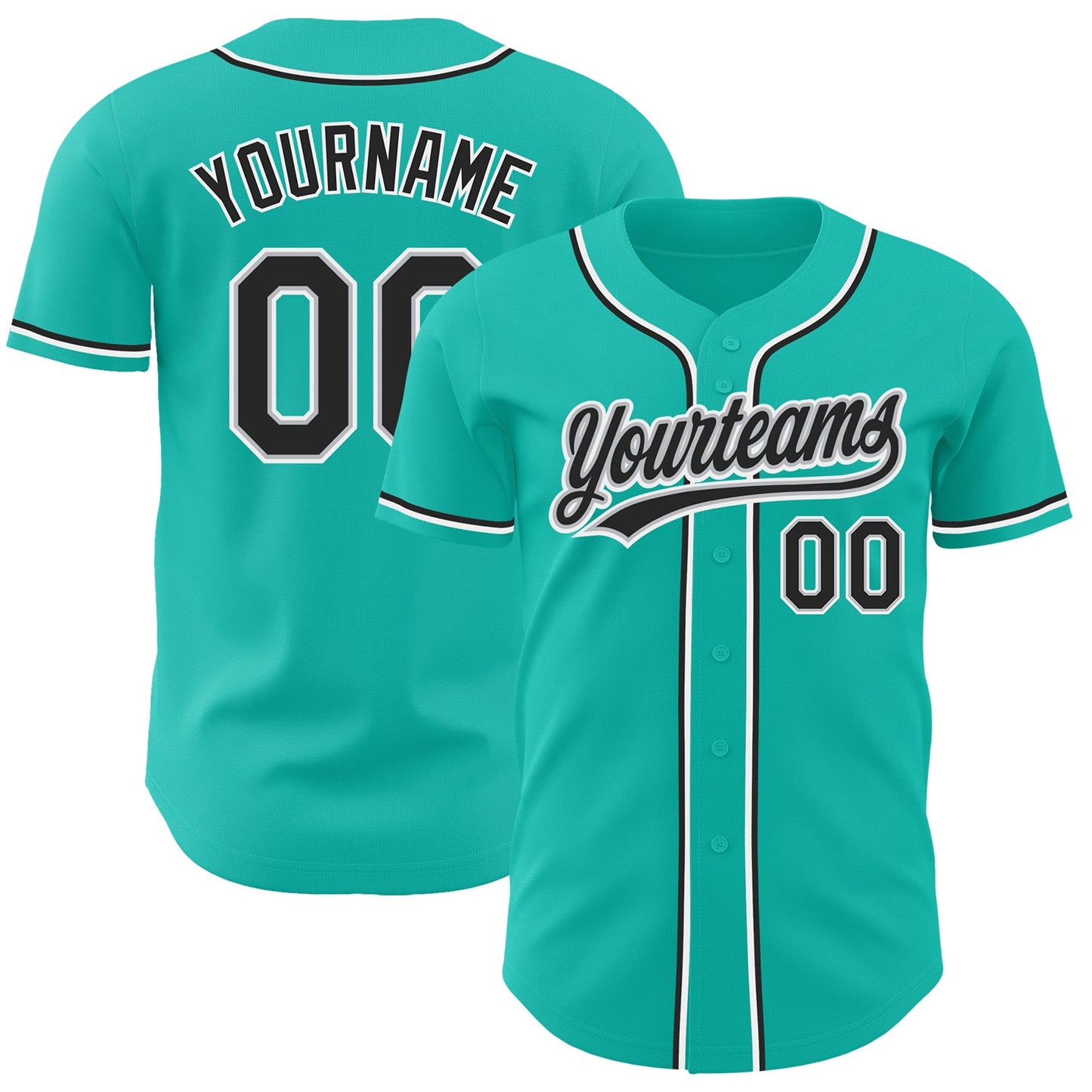 Custom Aqua Black-Gray Authentic Baseball Jersey T-Shirts, Hoodie, Sweatshirt | WearSparks.com (Image 1)