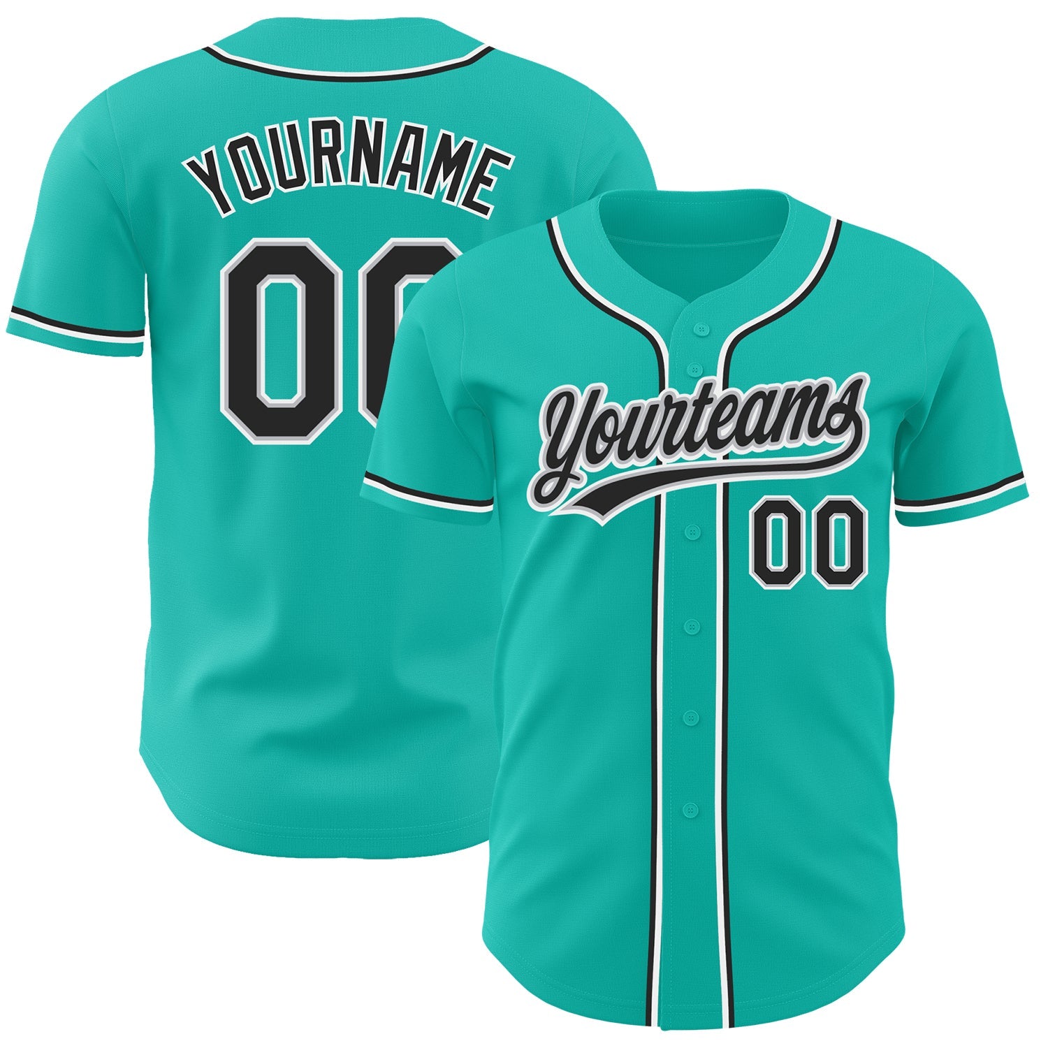 Custom Aqua Black-Gray Authentic Baseball Jersey T-Shirts, Hoodie, Sweatshirt | WearSparks.com (Image 1)
