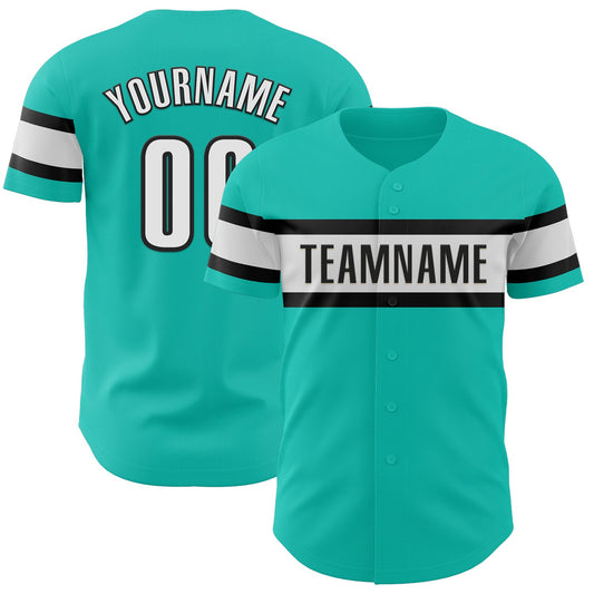 Custom Aqua White-Black Authentic Baseball Jersey T-Shirts, Hoodie, Sweatshirt | WearSparks.com (Image 1)