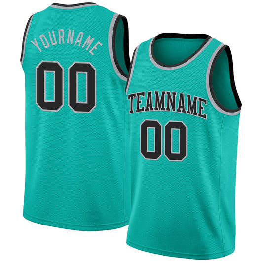 Custom Aqua Black-Gray Authentic Basketball Jersey T-Shirts, Hoodie, Sweatshirt | WearSparks.com (Image 1)
