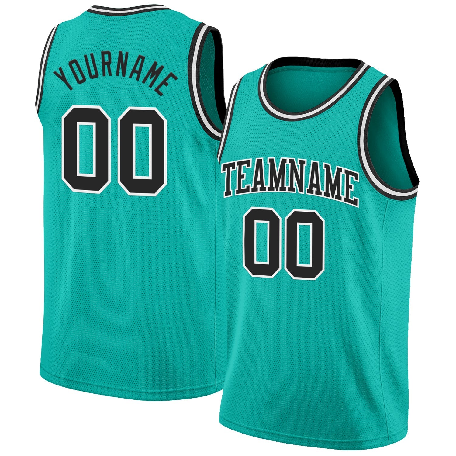 Custom Aqua Black-White Authentic Basketball Jersey T-Shirts, Hoodie, Sweatshirt | WearSparks.com (Image 1)