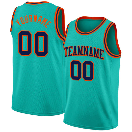 Custom Aqua Navy-Orange Authentic Basketball Jersey T-Shirts, Hoodie, Sweatshirt | WearSparks.com (Image 1)