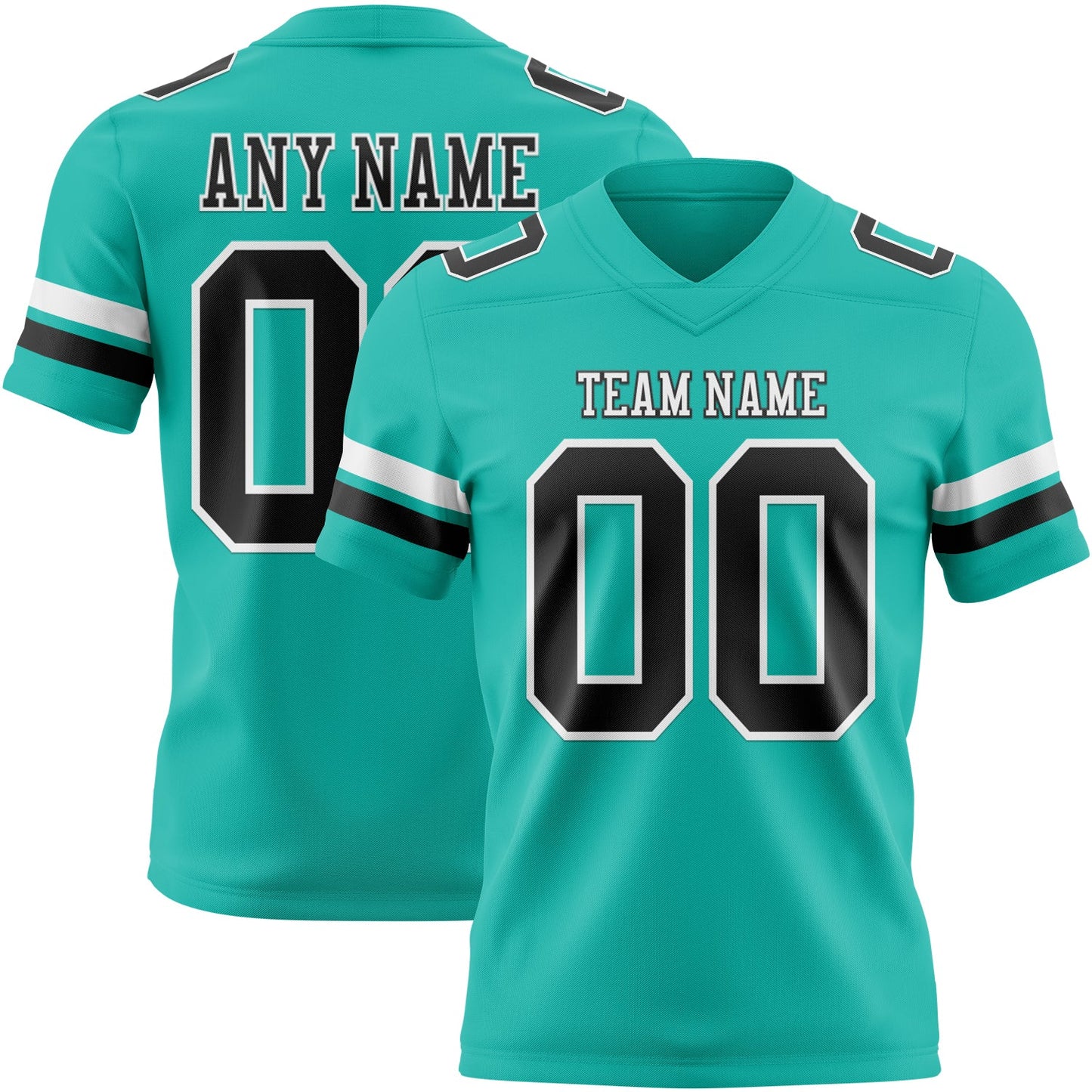 Custom Aqua Black-White Authentic Football Jersey T-Shirts, Hoodie, Sweatshirt | WearSparks.com (Image 1)