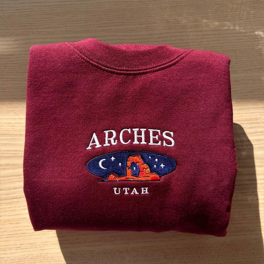 Arches Embroidered Sweatshirt, Arches National Park Crewneck T-Shirts, Hoodie | WearSparks.com
