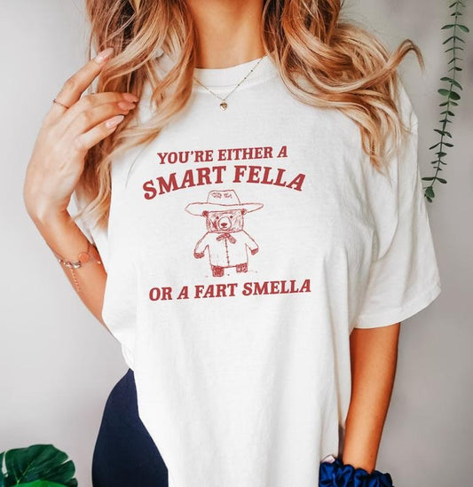 Are You A Smart Fella Or Fart Smella Retro Cartoon T Shirt, Weird T Shirt, Meme T Shirt, Trash Panda T Shirt, Unisex tee...