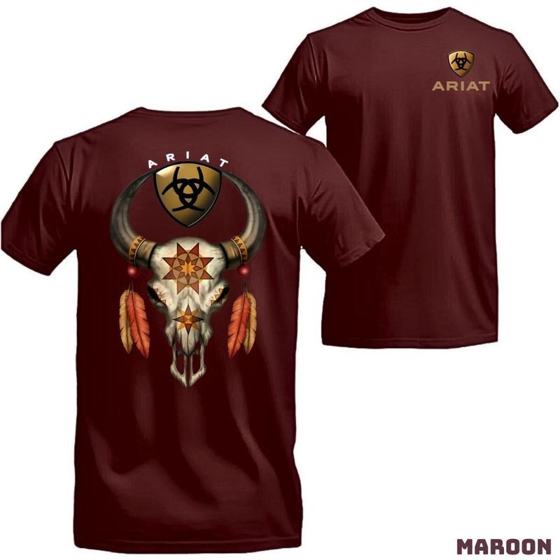 Ariat T-shirt - Impressive design featuring a Native American-inspired bull skull and bold Ariat logo Menswear Tops...