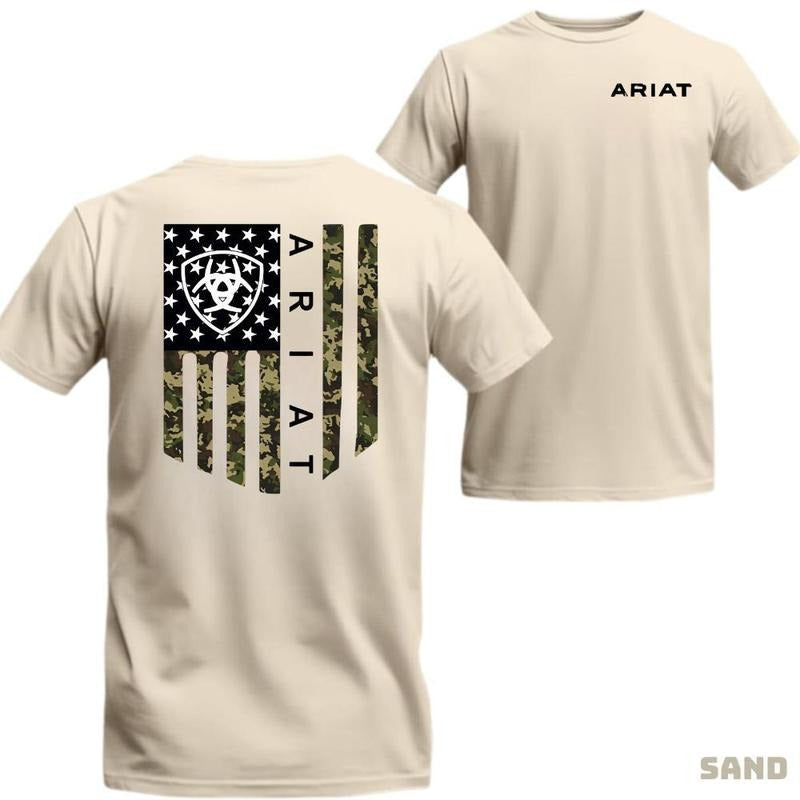 Ariat Tshirt - Military-Inspired Camouflage Flag with Bold Logo, Perfect for Hardworking Cowboys and Country Lifestyle...