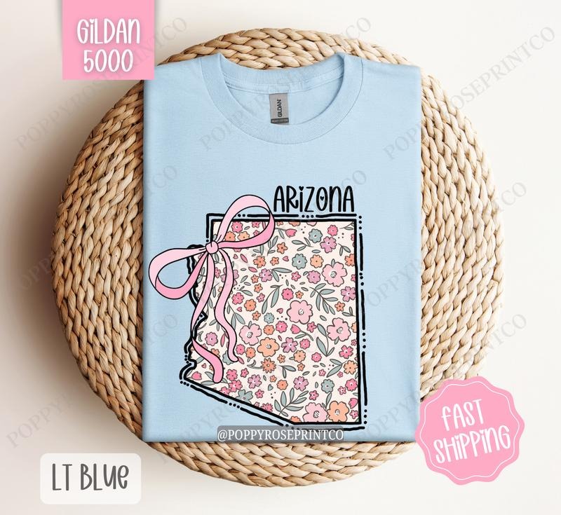 Arizona Gildan T-shirt, Cute Arizona State Shirt, Arizona Floral Bow Tee Hoodie, Sweatshirt | WearSparks.com