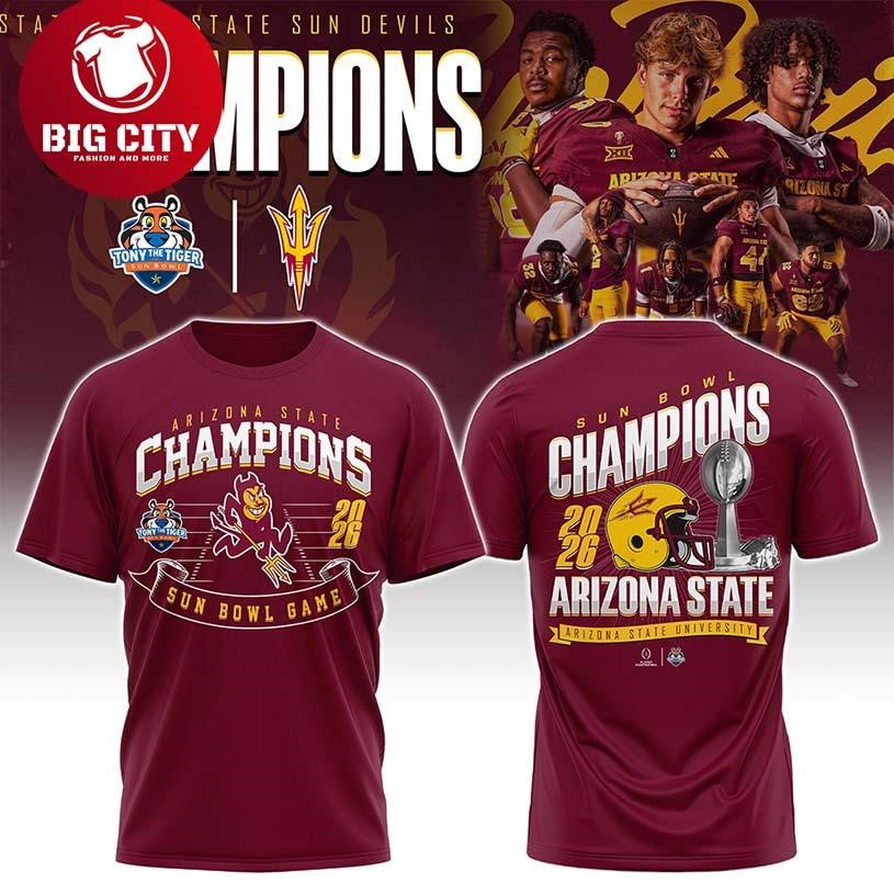 Arizona State Sun Devils Sun Bowl Champions Two Sided Shirt
