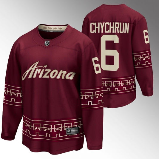 Arizona Coyotes #6 Jakob Chychrun 2022-23 Desert Night Alternate Garnet Jersey