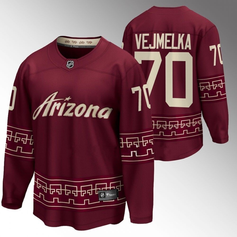 Arizona Coyotes #70 Karel Vejmelka 2022-23 Desert Night Alternate Garnet Jersey