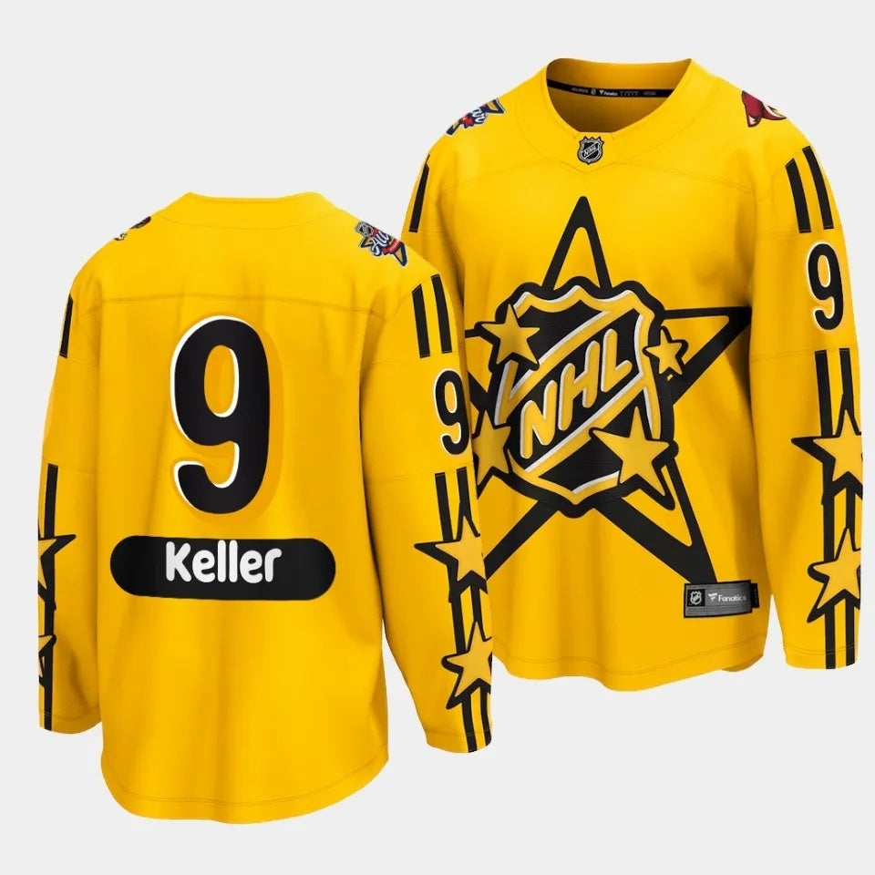 Arizona Coyotes #9 Clayton Keller 2024 NHL All-Star Yellow Jersey Style 2