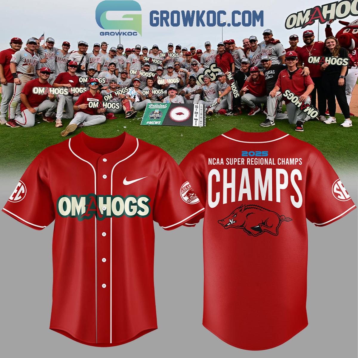 Arkansas Razorbacks Baseball NCAA Super Regional Champions Baseball Jersey