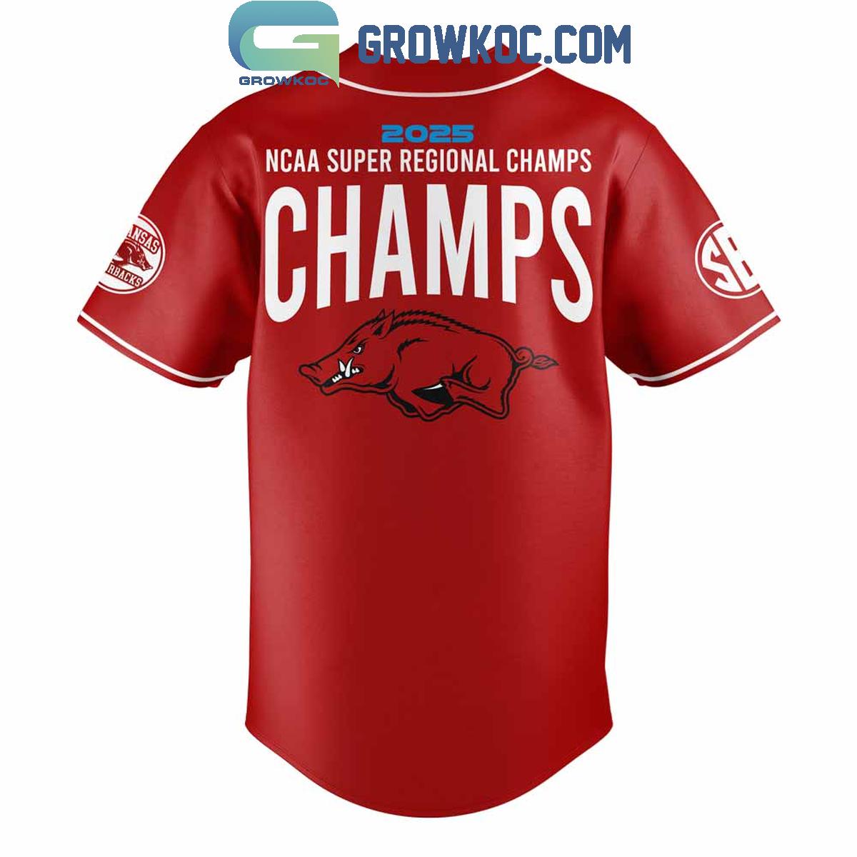 Arkansas Razorbacks Baseball NCAA Super Regional Champions Baseball Jersey