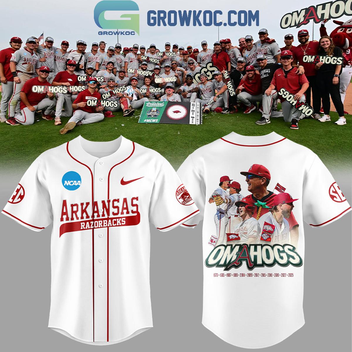 Arkansas Razorbacks Omahogs Champions White Baseball Jersey