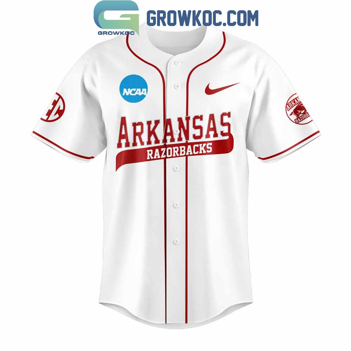 Arkansas Razorbacks Omahogs Champions White Baseball Jersey