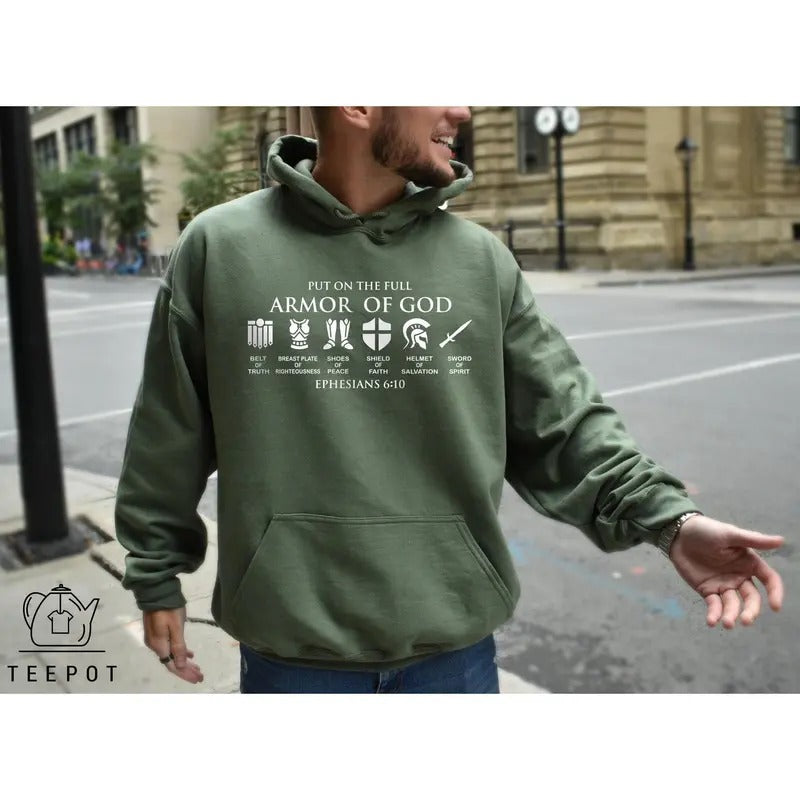 Armor Of God Sweatshirt Christian Sweatshirt Knight Hoodie Christian Gift Jesus Sweatshirt Religious Sweatshirt Gift For...