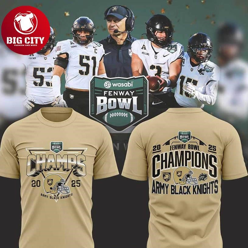 Army Black Knights Football 2025 Fenway Bowl Champions Two Sided Shirt