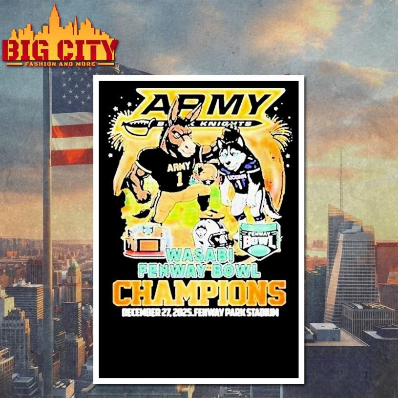 Army Black Knights Victory Uconn Huskies Wasabi Fenway Bowl Champions At Fenway Park Stadium December 27 2025 Mascot Shirt