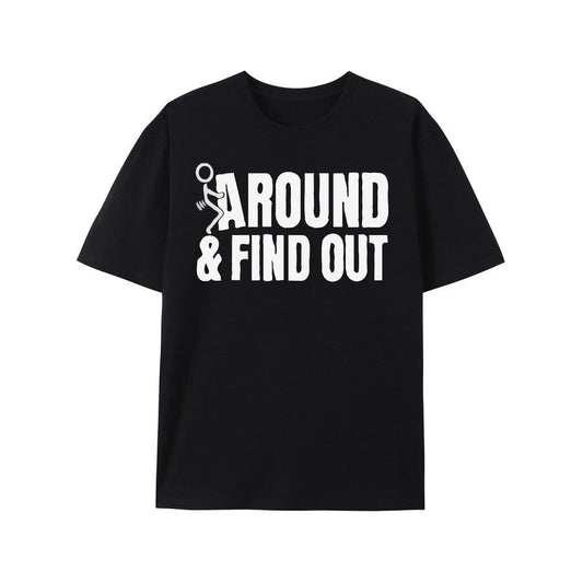 Around And Found Out Print, Men's Round Crew Neck Short Sleeve, Simple Style Tee Fashion Regular Fit T-Shirt, Casual...