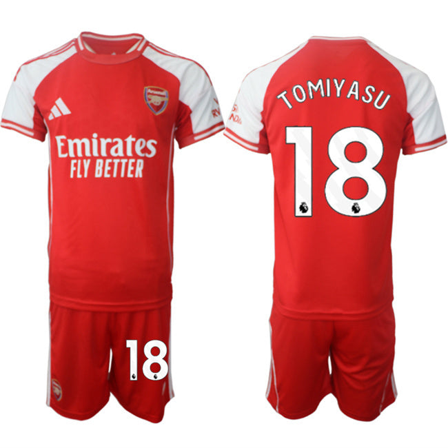 Arsenal F.C #18 Takehiro Tomiyasu Red 2025 Home Soccer Jersey Suit