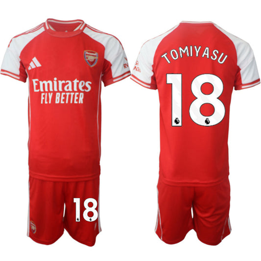 Arsenal F.C #18 Takehiro Tomiyasu Red 2025 Home Soccer Jersey Suit