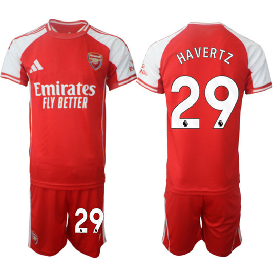 Arsenal F.C #29 Kai Lukas Havertz Red 2025 Home Soccer Jersey Suit