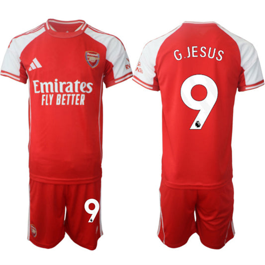 Arsenal F.C #9 Gabriel Jesus Red 2025 Home Soccer Jersey Suit