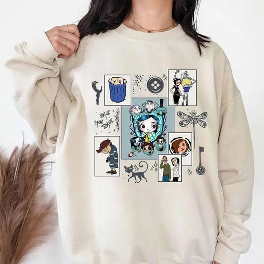 Art Coraline Halloween Movie Sweatshirt Tshirt Hoodie, Funny circus Corr.aa.lineee sweatshirt,  Spooky movie Hoodie, Doll...