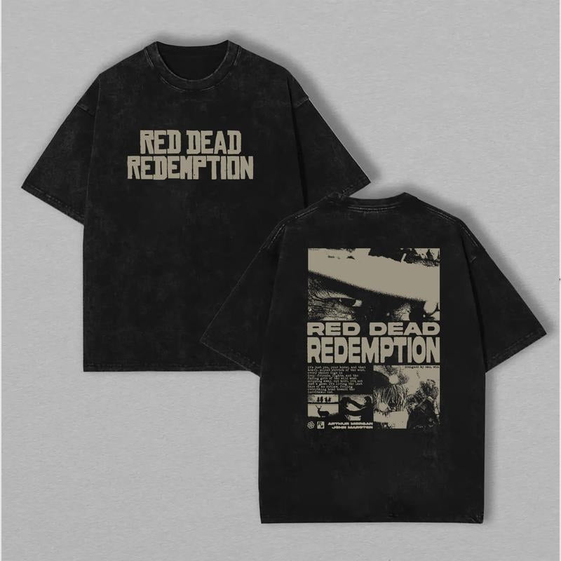 Arthur Morgan Red D4ad Redemption 2 Vintage Washed Tee, Cowboy Graphic Shirt, Retro Streetwear Essential for gamers...
