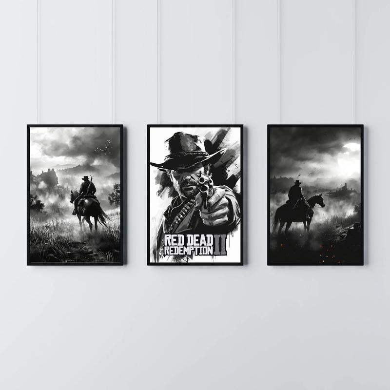 Arthur Morgan, Red Dead Redemption Game Poster Set - Red Dead Poster Print - Retro Western Travel |  Gaming Character...