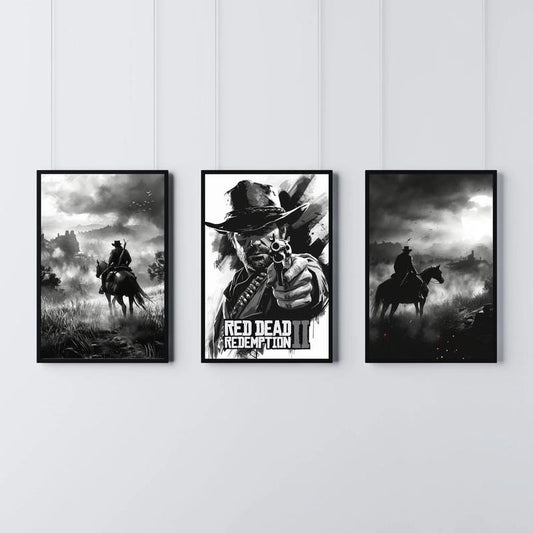 Arthur Morgan, Red Dead Redemption Game Poster Set - Red Dead Poster Print - Retro Western Travel |  Gaming Character...