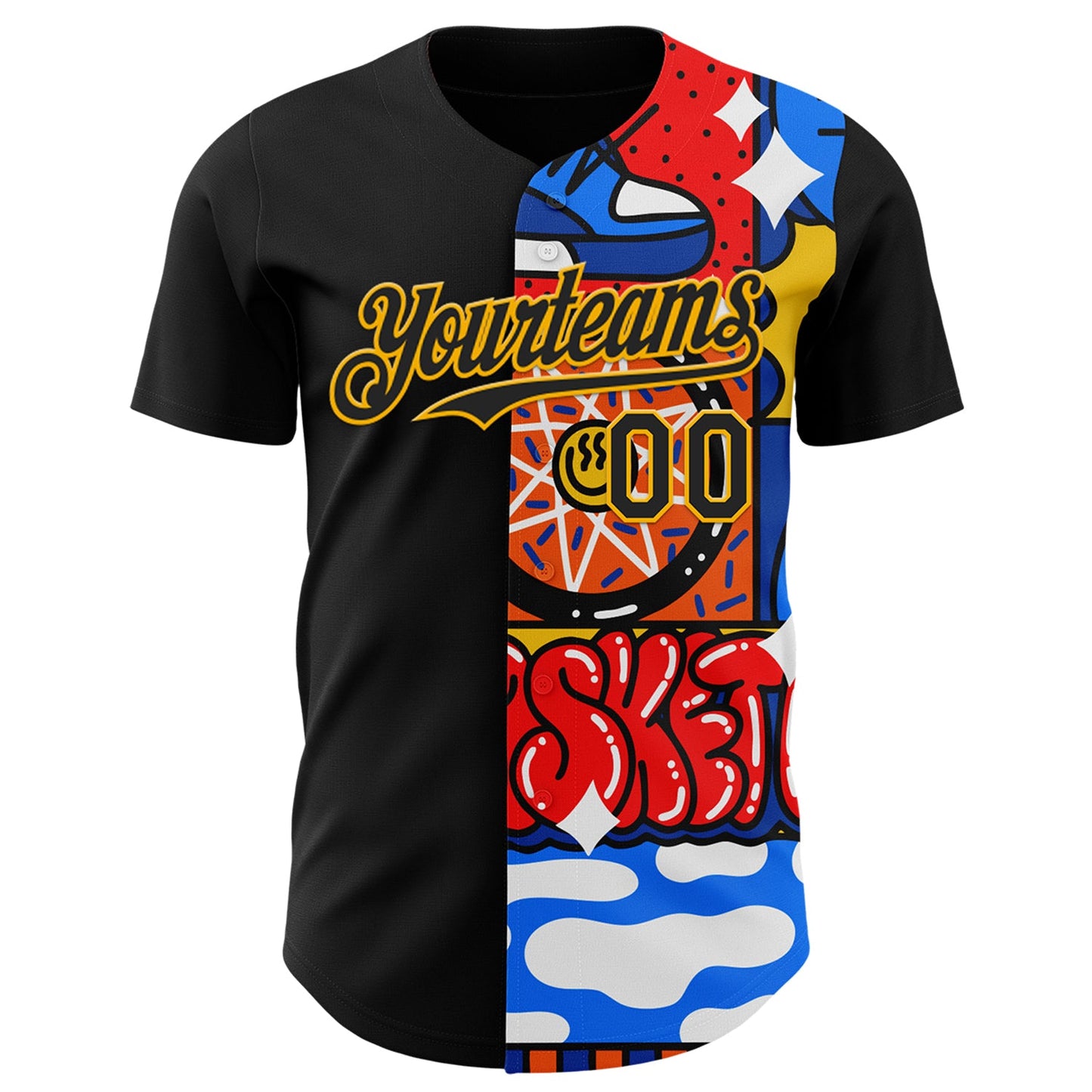Custom Black Gold 3D Alexandra Ramirez Hoops Street Art Authentic Baseball Jersey T-Shirts, Hoodie, Sweatshirt (Image 2)