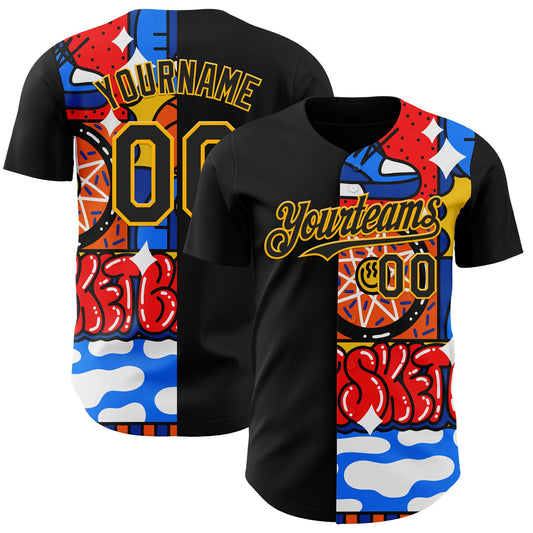 Custom Black Gold 3D Alexandra Ramirez Hoops Street Art Authentic Baseball Jersey T-Shirts, Hoodie, Sweatshirt (Image 1)