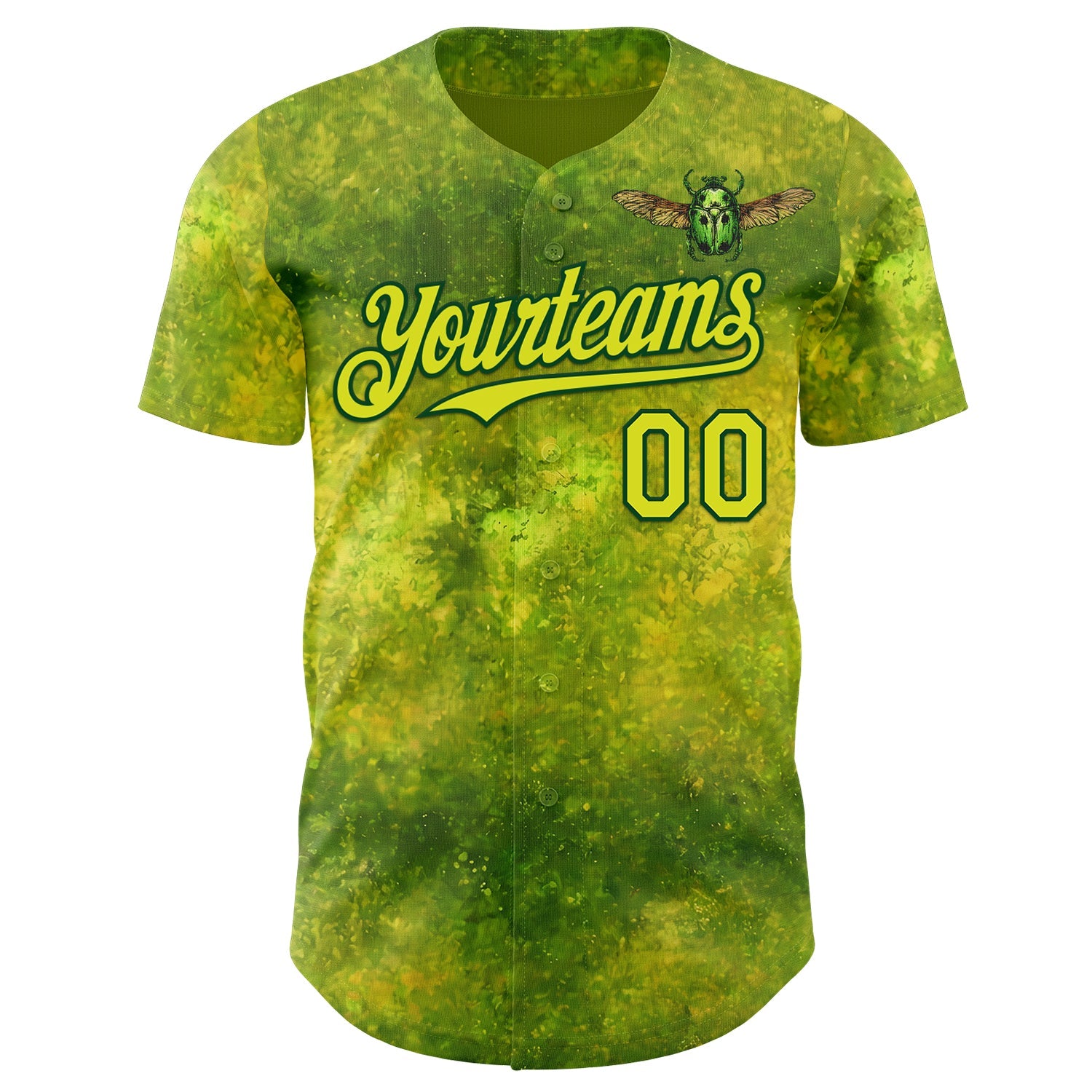 Custom Green Neon Yellow-Green David Lozeau The Scarab Beetle Authentic Baseball Jersey