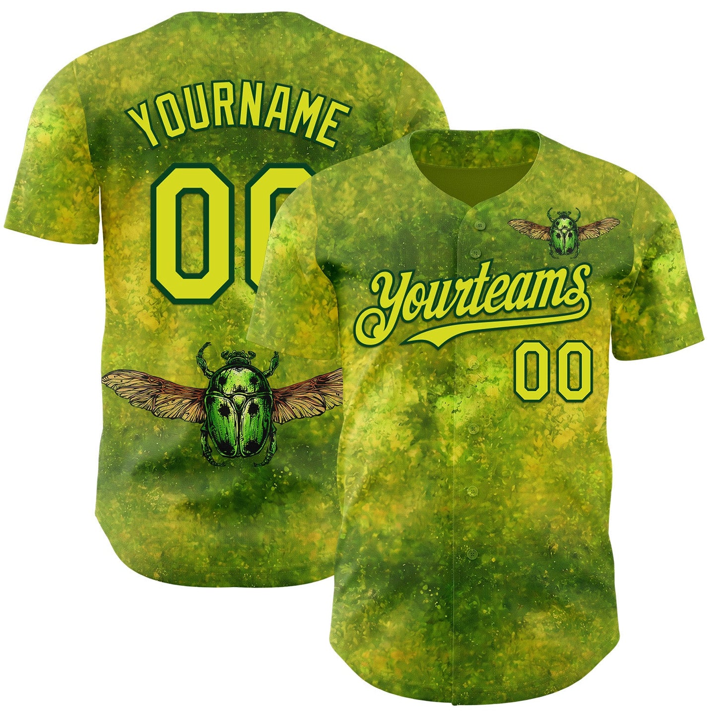 Custom Green Neon Yellow-Green David Lozeau The Scarab Beetle Authentic Baseball Jersey