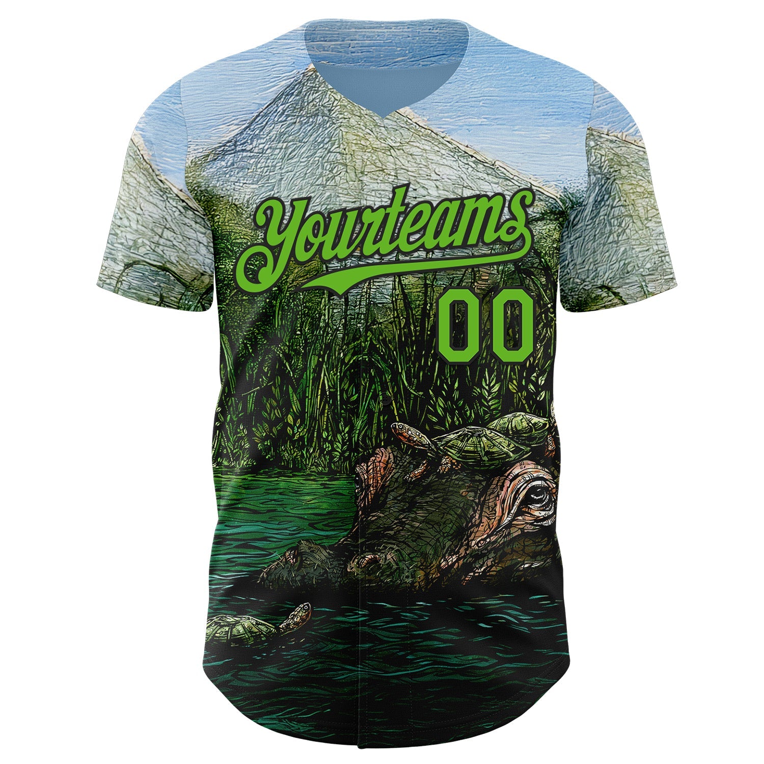 Custom Light Blue Aurora Green-Black David Lozeau The Hippo Authentic Baseball Jersey